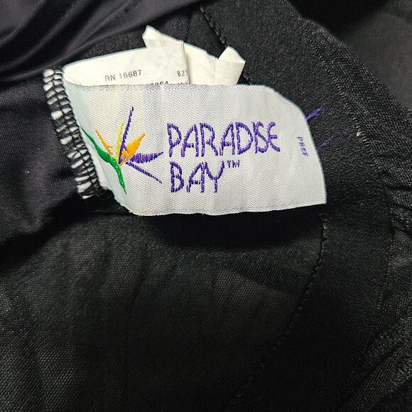 Paradise Bay Black Floral Print Pin Up Style One Piece Swim Bathing Suit Size 14 - Picture 4 of 5